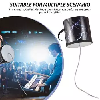 6-дюймовый пружинный барабан Громовой барабан Звуковой эффект Инструмент Деревянный легкий портативный Громовая трубка 6 Inch чёрный