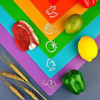 6 flexible chopping boards, BPA-free plastic chopping boards, suitable for non-slip cutting mats for kitchens, meat and vegetabl