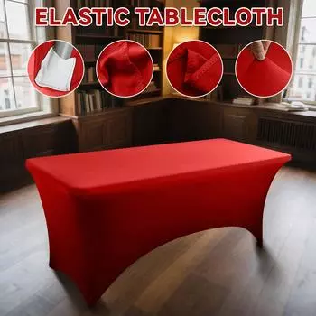 6 Ft Stretch Fitted Tablecloth Elastic Tablecloth With Leg Pockets Festive Table Decorations (Red) One Size белый