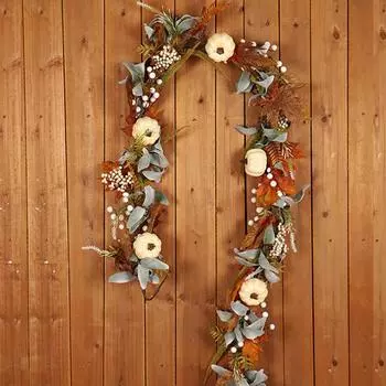 6 футов искусственная осенняя гирлянда из тыквы, ягод, кленовых листьев, осенний декор, гирлянда для украшения вечеринки на День благодарения, Хэллоуин