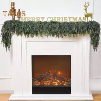 6 футов рождественская кедровая гирлянда искусственная сосновая иголка реалистичная праздничная искусственная кедровая гирлянда для зимнего декора каминной полки входной двери B