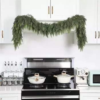6 футов рождественская кедровая гирлянда искусственная сосновая иголка реалистичная праздничная искусственная кедровая гирлянда для зимнего декора каминной полки входной двери B
