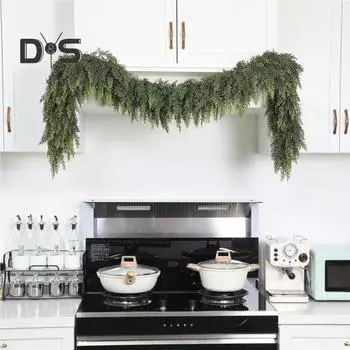 6 футов рождественская кедровая гирлянда искусственная сосновая иголка реалистичная праздничная искусственная кедровая гирлянда для зимнего декора каминной полки входной двери B