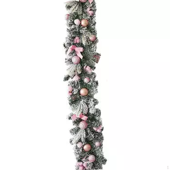 6 футов Рождественский венок DIY Декор Ротанговая гирлянда для вечеринки Веранда Спальня Окно Наружная розовый
