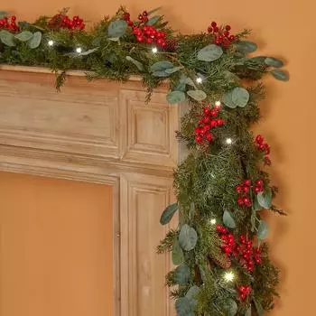 6-футовая рождественская гирлянда ручной работы, искусственные кедровые иголки, 30 светодиодов One Size