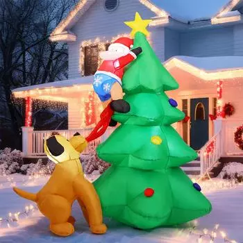 6-футовые надувные рождественские украшения со встроенными светодиодными лампами, рождественские надувные изделия для зимних праздников, рождественских вечеринок, декора садовых газонов