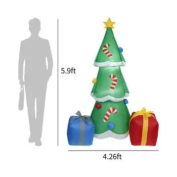 6-футовые рождественские надувные игрушки, рождественская елка с подарочными коробками, светодиодные надувные рождественские реквизиты с US Plug
