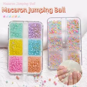 6 гирд/коробка Мини Макарон Цветные шарики Икры для ногтей Смоляные стразы для дизайна ногтей Микропузырьки Бусины Шпильки DIY Kawaii Детали для ногтей 01#