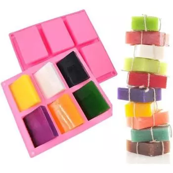 6-гнездная силиконовая форма для мыла, квадратная, прямоугольная, ручная форма для мыла, портативные уникальные инструменты для изготовления мыла, подарки на день рождения розовый