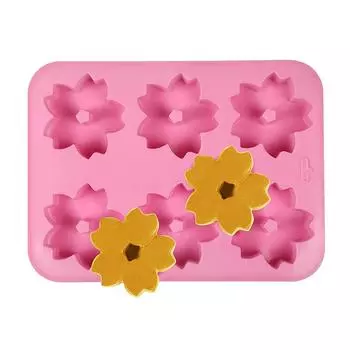 6-гнездная силиконовая форма для мыла в форме цветка вишни для изготовления мыла ручной работы, форма для выпечки мыла в виде цветка, свечи, торта