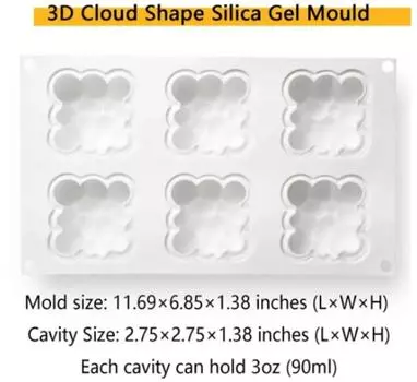 6-гнездная силиконовая форма для выпечки «Облако» для муссового торта 3D силиконовая форма для выпечки десерта форма для чизкейка мороженого белый