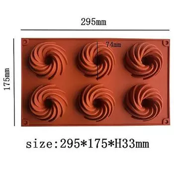 6-гнездная спиральная силиконовая форма 74 мм для выпечки торта, инструменты для приготовления желе, форма для украшения десертного мусса, необычные пончики