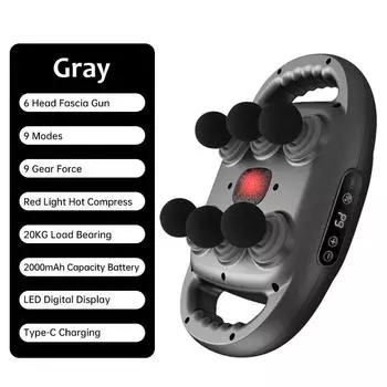 6-головочный электрический фасциальный пистолет высокочастотная вибрация тело спина и талия шея плечо массажер уход за здоровьем мышц расслабление