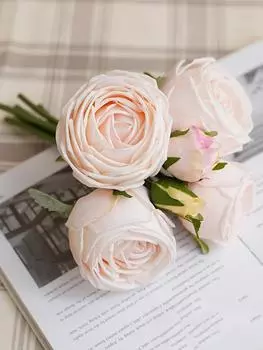 6 головок/связка искусственных цветов, увлажняющая роза, настоящее прикосновение, свадебный букет, роза для свадебной вечеринки, стола, домашний декор для балкона розовый