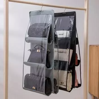6-Grid Wall Hanging Bag Storage Hanging Bag Double-Sided Wardrobe Hanging Bag Door Hanging Wall Multi-Layer Storage Handbag Stor 6-10 Cells