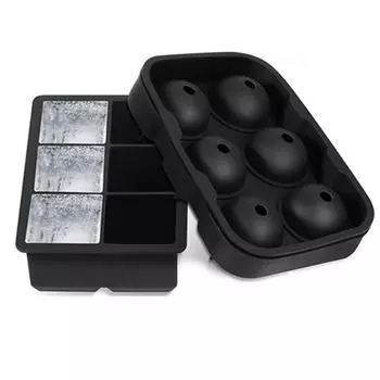 6 Grids Ice Cube Tray Easy Release Silicone Ice Cube Mold for Freezer Whiskey Cocktails