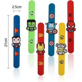 6 х мультяшных супергероев, браслет с застежкой, фигурка для вечеринки в подарок