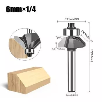 6 Handle 12 Handle 45 Degree Bevel Knife Woodworking Milling Cutter Trimming Machine Engraving Cutter Head 45 Degree Chamfer Knife Bevel Knife 6*1/4
