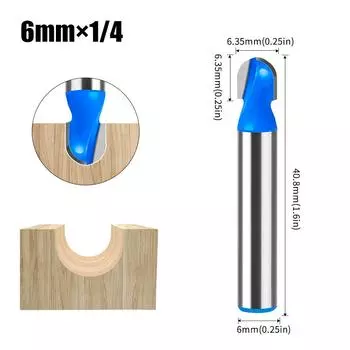 6 Handle 12 Handle Slotting Knife Bottom Digging Knife Woodworking Round Bottom Knife, Engraving Machine, Trimming Machine Knife Head Round Bottom Round Bottom Knife 6 * 1/4 Blue