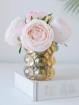 6 Heads/Bundle Bridal Bouquet Rose Moisturizing Rose Real Touch Artificial Flowers Wedding Floral Party Table Home Decor Bouquet розовый