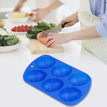 6 Holes 3d Chocolate Silicone Mold Egg Diy Ice Cream Brownie Multi-Function Egg Baking Mold Kitchen Baking Tools