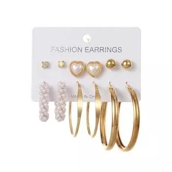 6 или 9 пар/комплектов очаровательных ювелирных украшений, круглые серьги с персиковым сердцем и кристаллами для женщин E093