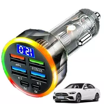 6 in 1 200W Car Charger Fast Charging PD QC3.0 USB C Car Charger Adapter Mobile Phone Car Charger for iPhone Samsung Android CHINA