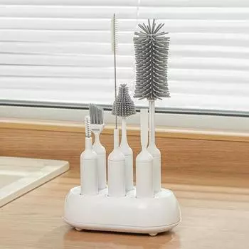 6 in 1 Silicone Bottle Cup Cleaning Brush Set Rotating 360