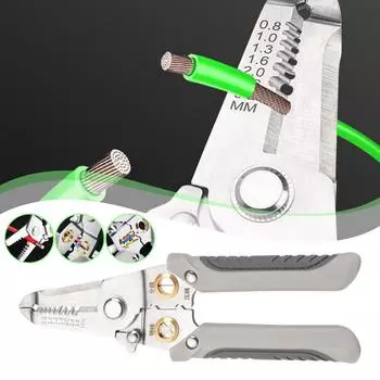 6-in-1 Steel Wire Strippers Multifunctional Crimper, Pliers Wire Splitting Wire Termi P2V6 grey-1pcs