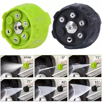 6 in 1 Water Guns Nozzle Tip Adjustable 3600 PSI Pressure Washer Nozzle 1/4 in Quick Changeover for Watering Gardening зелёный