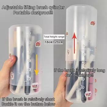 6-й механизм, регулируемый прозрачный цилиндр для хранения кистей для макияжа, держатель для кистей для макияжа, дисплей, органайзер для хранения чашек с крышкой