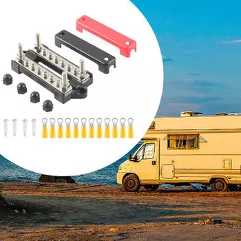 6-канальный блок распределения питания 150 А с крышкой, морская шина, аккумуляторная шина для квадроцикла, лодки, квадроцикла, автомобиля Red Black Cover