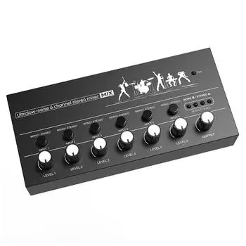 6-канальный мини-аудио микшер DC 5V линейный микшер ультра-малошумящий стерео микшер простое управление для гитар бас-клавиатуры микшер