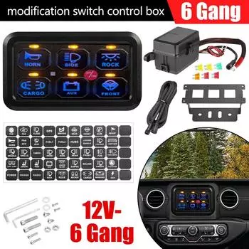 6-клавишный переключатель ВКЛ/ВЫКЛ панель управления цепью блок светодиодных лампочек для морской лодки автомобиля 12 В зелёный