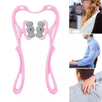 6-колесный роликовый массажер для шеи, ручной шейный массажер, вращающийся на 360 градусов, роликовый массажер для облегчения боли в спине и плечах синий