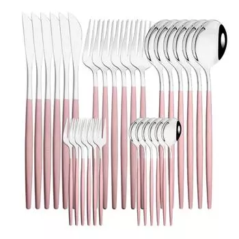 6 комплектов/30 предметов розового серебра столовый набор из нержавеющей стали нож вилка ложка столовые приборы набор столовых приборов набор столовых приборов дропшиппинг