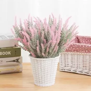6 комплектов искусственных поддельных цветов лаванды, пластиковый букет из сушеных цветов и растений для внутреннего и наружного домашнего декора, свадьбы розовый