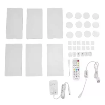 6 комплектов WiFi RGB светодиодных настенных светильников прямоугольной формы 16 миллионов цветов RGB, сращивание, светодиодный датчик для домашней стены D