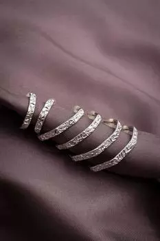 6-компонентные серебряные серьги-кольца с татуировкой