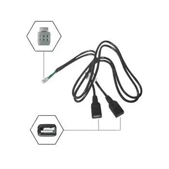 6-контактный двойной USB-кабель-адаптер для Android-радио, навигации, мультимедийного автомобильного плеера, жгута проводов, разъем чёрный