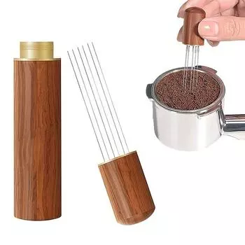 6-контактный инструмент для приготовления кофе из натурального дерева: Идеально подходит для раздачи эспрессо дома, кафе, ресторана и офиса! 6 Needles