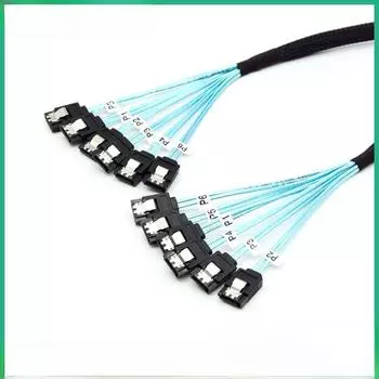 6-контактный MiniSAS на 4 SATA 3.0 кабель передачи данных с оплеткой для жесткого диска компьютера 4SATA; 1m