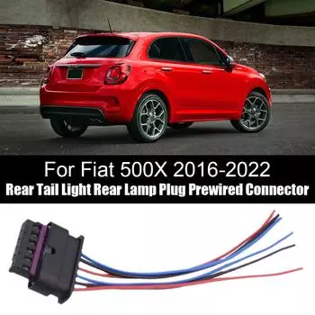 6-контактный разъем для заднего фонаря Fiat 500X 2016-2024, разъем для заднего фонаря, предварительно смонтированный разъем, соединительная линия для автомобильной лампы, черный E4W8