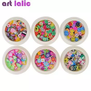 6 коробок набор украшений для дизайна ногтей 3D милые крошечные ломтики глины фруктовый торт мультяшный дизайн гель-лак DIY аксессуары для ногтей