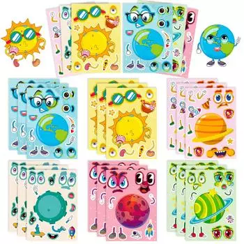 6 Космических планет головоломка самодельные наклейки карты, планета проход звезда интерактивный пазл обмен родитель-ребенок