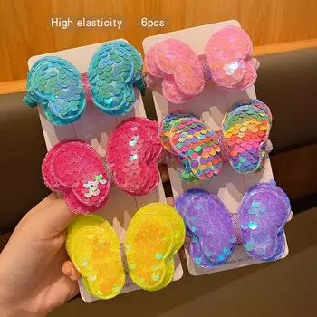 6 красочных резинок для волос с бабочками, милых и блестящих, с эластичными лентами, подходящих для ежедневного использования в качестве аксессуаров для волос