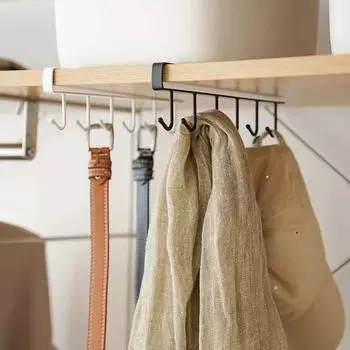 6 крючков, держатель для кружки, кофейная чашка, черно-белые крючки, полка, многофункциональный кухонный шкаф, органайзер для мелочей, вешалка для хранения белый