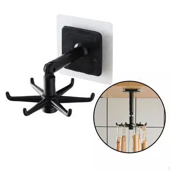 6 крючков, держатель для кухонной утвари, вращающиеся крючки, приспособление для хранения, настенная стойка White 2