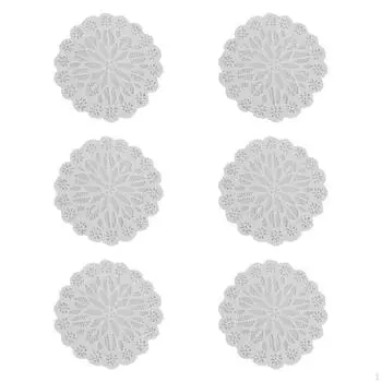 6 кружевных подставок под приборы, подставки под чашки, дизайны ручной работы для столовых приборов и вечеринок красный