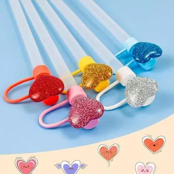 6 крышек-соломинок для стаканов с водой, многоразовые крышки Shining Love из силикона для стаканов на 40 унций